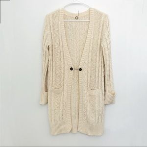 One Girl Who Ivory Knit Cardigan Sweater Coat.